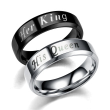 preço barato anéis de aço inoxidável de seu rei, sua rainha, anéis de casal para presente de aniversário de dia dos namorados atacado
